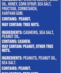 Planters Variety Pack Cashews & Peanuts Ingredients